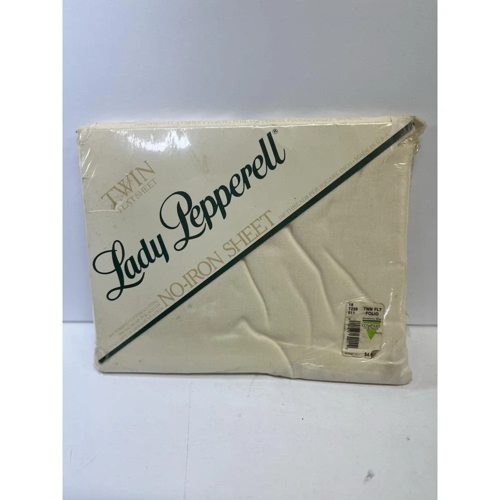 Vintage Lady Pepperell Twin Size Bed Sheet 72x99 New 100% Cotton Bone